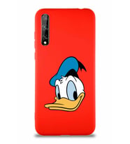 Huawei Y8P Soft Premier Kapak Donald Duck-B Tasarımlı Silikon Kılıf - Kırmızı (Şeffaf)