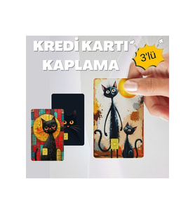 Sevimli Kediler Kart Kaplama 3'lü Set no2 Kredi Kartı & Akbil Sticker