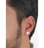 Agai Silver Asimetrik Model Gümüş Erkek Küpe