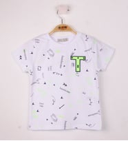 Toontoy Erkek Çocuk T Nakışlı Tişört (Beyaz)