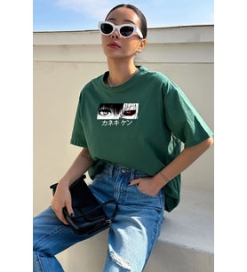 Unisex Ken Kaneki Baskılı T-shirt (Yeşil)