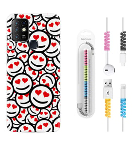 INFINIX Hot 8 9 10 11S Hot 10 Play 10T Kılıf Kablo Koruma Spiral Silikon Gülen Surat 1774