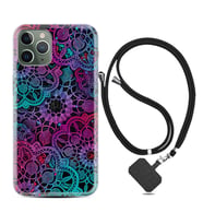 Apple iPhone 11 12 13 14 Pro Max Kılıf Boyun Askılı Silikon Colurful Mandala 1667