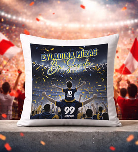 BK Gift Kişiye Özel İsimli Baba-Oğul Sarı Lacivert Evladıma Miras Bu Sevda Beyaz Kırlent Yastık-2, Doğum Günü Hediyesi, Taraftar Hediyesi