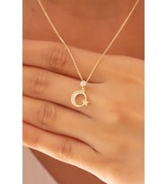 Goldium Zarif Ay Yıldız Model Altın Kolye (Sarı)