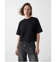 LC WAIKIKI Siyah Bisiklet Yaka Oversize Kadın Tişört