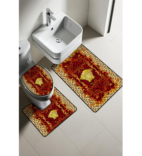 Modern Desenli Dijital Baskı 3’lü Banyo Paspas Takımı Yıkanabilir Kaymaz Tabanlı Klozet Takımı KLZ0042 (Çok Renkli)