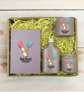 BK Gift Kişiye Özel İsimli DTF Best Friend Temalı Mat Gri Defter & Kahve Fincanı & Kolonya & Mum Hediye Seti-5, Arkadaşa Hediye, Doğum Günü Hediyesi