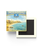 Retro Somali Mogadişu Şehri Temalı Vintage Buzdolap Magneti – 9x9 cm