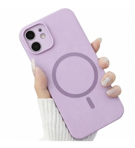Coverzone ?phone 12 ile Uyumlu Kadife ?� Y�zeyli Premium Silikon K?l?f MagSafe ile Uyumlu Kablosuz ?arj Destekli Darbe Emici Yumu?ak Dokulu Koruma Tasar?ml? Telefon K?l?f? Lila