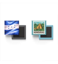 Buzdolap Magnetleri - Honduras Bayrağı ve Tegucigalpa Posta Pulu Tema - 2'li Set Magneti