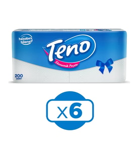 Teno Peçete 200 lü x 6 Adet (Beyaz)