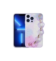 Apple iPhone 13 Pro Max Uyumlu Kılıf Simli Desenli El Askılı Tutacaklı Zore Elsa Silikon Kapak (Lila)