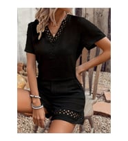 Kadın Kısa Kollu V Yakalı Bluz Ve Short Ikili Takım
