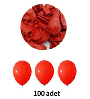 Kırmızı Balon 12" - 30 cm Lateks Kırmızı Renk Balon 100'lu Paket