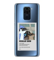 Xiaomi Redmi Note 9 Uyumlu Regular Show Mordecai ve Rigby Desenli Şeffaf Telefon Kılıfı