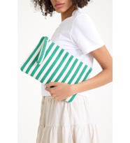Premium Kadın Pamuk Dokuma Astarlı Renkli Clutch Portföy El Çantası (Yeşil)