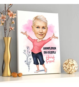 Annelerin En Güzeli Karikatürlü Kanvas Tablo