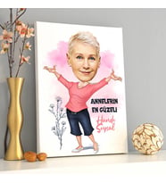 Annelerin En Güzeli Karikatürlü Kanvas Tablo