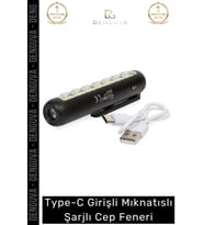 Premium Seri 4 Modlu 70 Metre Mesafeli 1200 mAh Type-C Girişli Mıknatıslı Şarjlı Cep Feneri