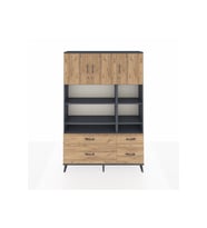 Arges Dolap 10 Raflı 4 Çekmeceli 3 Kapaklı 132x30x195 Antrasit-Çam/Çam