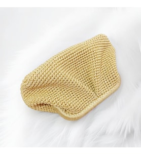 Gold El Yapımı Örgü Abiye Çanta Simli Mini Clutch Özel Gün Davet Çantası