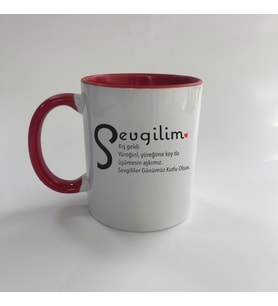 Sevgilim Baskılı Kırmızı Mega Kupa