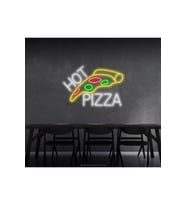 HOT PİZZA Yazılı ve Pizza Şekilli Neon Tabela
