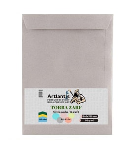Torba Zarf 24x32 Cm Kraft 90 Gr Silikonlu 250'li 1 Paket Artlantis 240*320 Mm Torba Zarf Kraft 250 li 1 Paket (Renksiz)