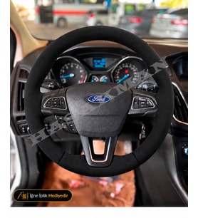 Ford Focus Dikme Direksiyon Kılıfı Alcantara Süet Monza Black Trend X-Style-Titanium 2014-2018