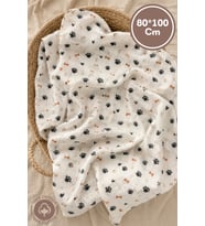 Unisex Bebek %100 Pamuklu Pati Baskılı Çok Amaçlı Müslin Bebek Örtü & Bebek