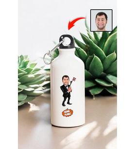 Abiye Doğum Günü Hediyesi Karikatürlü 600 ML Kapaklı Su Matarası