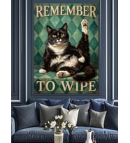 Remember To Wipe Kedi Dekoratif Kanvas - Mdf Ahşap Tablo