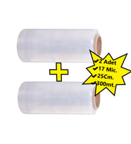Palet Dilimli Streç 25 CM 17 Mic.  1000Gr / 300mt. Şeffaf 2 Adet