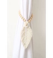 2 Adet Ekru Curtain Leaf Ahşap Boncuklu Perde Süsü