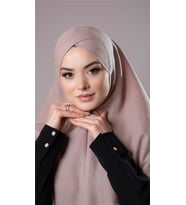 Bej Pratik Hazır Geçmeli Tesettür Eşarp Pamuk Caz Kumaş Tek Katlı Çapraz Hijab 2305_12