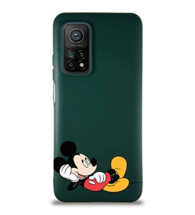 Xiaomi Mi 10T Pro Soft Premier Kapak Mickey Mouse-F Tasarımlı Silikon Kılıf - Yeşil (Şeffaf)