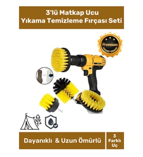Özel Banyo Küvet Duşakabin Araba Tekerleği Koltuk Yıkama 3'lü Matkap Ucu Temizleme Fırçası Seti