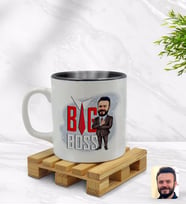BK Gift Kişiye Özel Erkek Big Boss Karikatürlü İçi Siyah Renkli Kupa Bardak Model 4