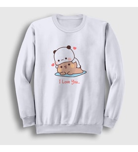 Presmono Unisex Beyaz Love Sevgili Sevgililer Günü Hediye Bubu Dudu Sweatshirt 481048tt