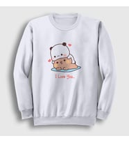 Presmono Unisex Beyaz Love Sevgili Sevgililer Günü Hediye Bubu Dudu Sweatshirt 481048tt