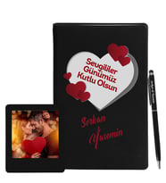 Sevgililer Gününe Özel Siyah Defter Kalem & Instagram Çerçeve Hediye Seti 4