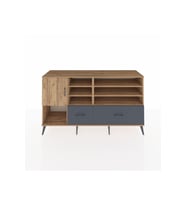 Kronos Konsol 8 Raflı 2 Çekmeceli Tek Kapaklı  176x59x99 Çam-Çam/Antrasit