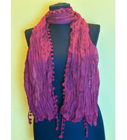 PONPONLU BÜRÜMCÜK KUMAŞ FULAR BOYUN BAĞI 30X150 CM (Bordo)
