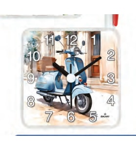 Galaxy Mıknastıslı Nostaljik Motorsiklet Eskitme Desenli Buzdolabı Saati Kare 10 x 10 cm