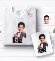 BK Gift Kişiye Özel Godfather Baba Karikatürlü Beyaz Tişört ve Kupa Seti-7 (Model 1)