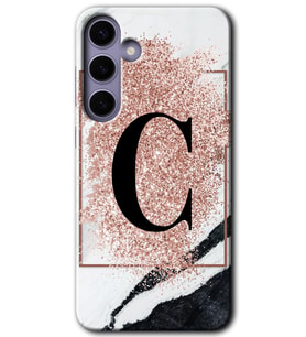 Galaxy S24 Kılıf HD Desen Baskılı Kılıf - Pembe Mermer Desenli C Harfi