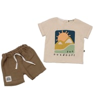Erkek Bebek Ekru Haki Güneş Fun Outdoors Yazılı 2'li Takım (Renksiz)