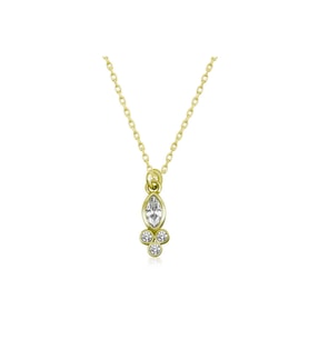 Gümüş Gold Çiğ Damlası Mekik Tektaş Kadın Kolye CSR2183814