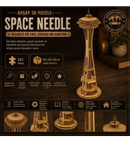 Space Needle Ahşap Maket Seti – DIY 3D Puzzle Seattle Kulesi Koleksiyoner Modeli 321 Parça